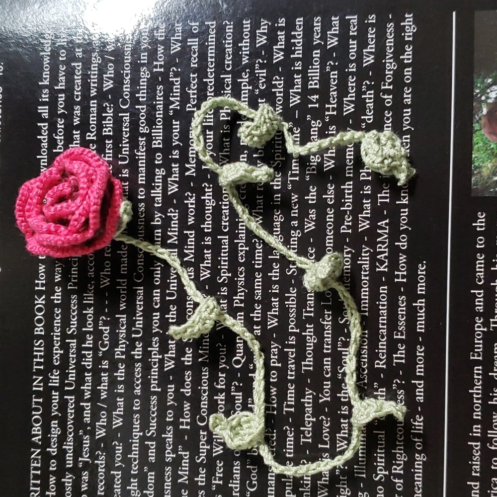 Crocheted rose bookmark